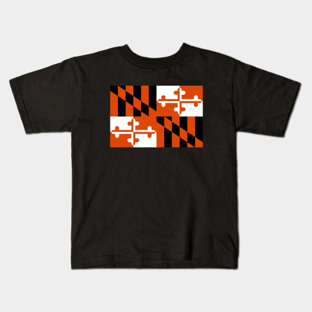 Baltimore Orioles Theme Maryland Flag Baseball Kids T-Shirt by baysideremix